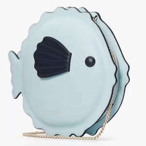 Kate Spade Puffy Puffer Blue Fish Crossbody Clutch / Shoulder Bag